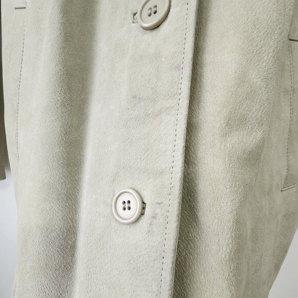 Genuine Leather Sage Green Suede Chore Coat Spring Jacket Coastal Cowgirl Boho - Picture 15 of 16